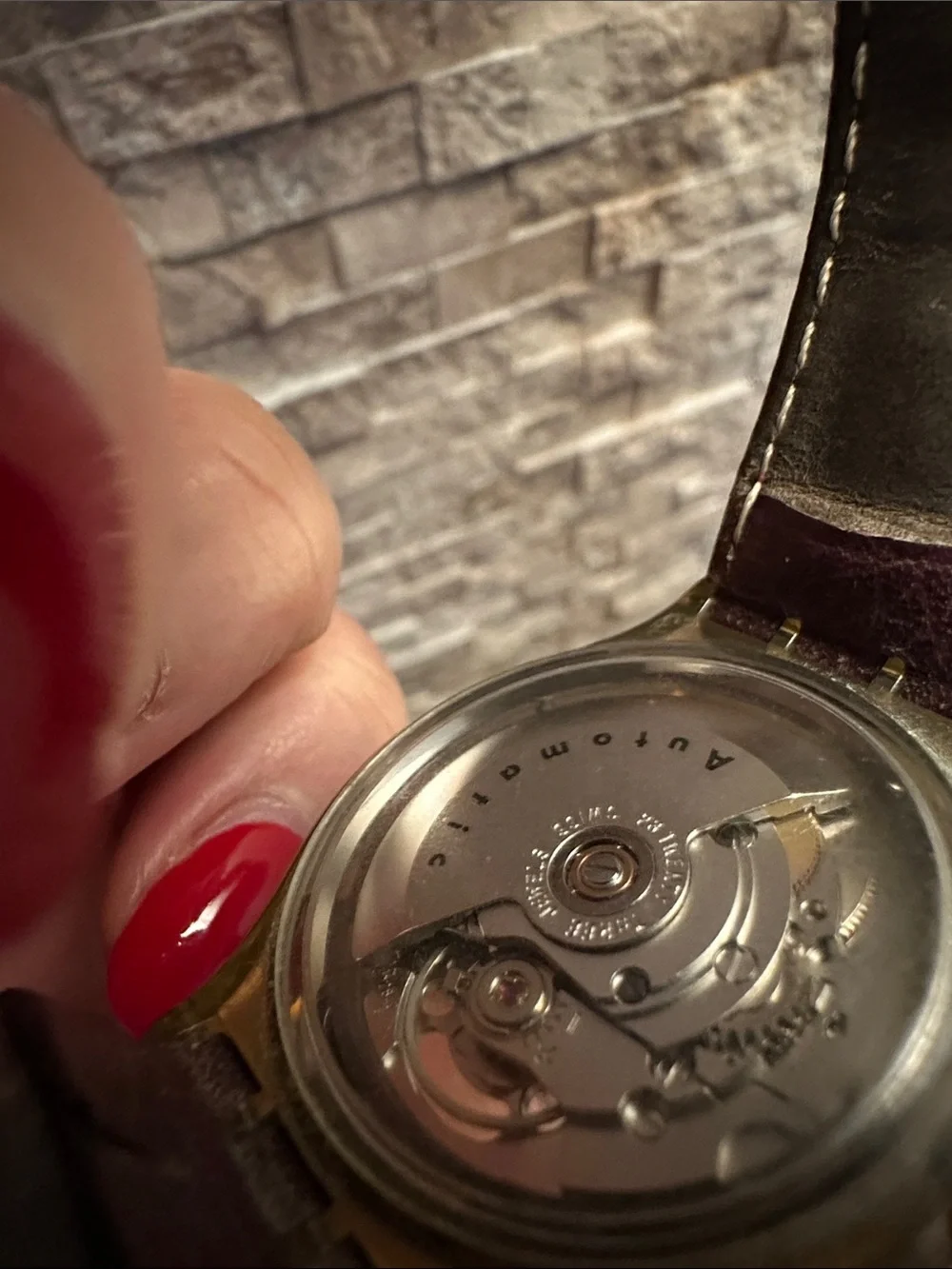 Swatch Gold and Blue Skeleton Dial Watch